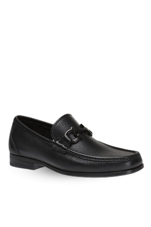 FERRAGAMO Leather Loafers, Men's, Black