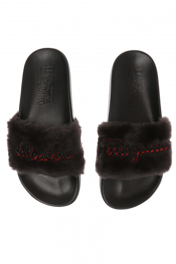 ferragamo fur slides