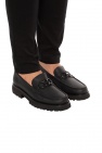 FERRAGAMO BLACK ‘Bleecker’ moccasins with logo