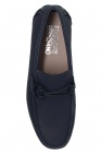 FERRAGAMO NAVY BLUE ‘Front 4’ leather moccasins