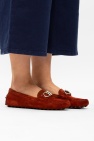 FERRAGAMO BROWN ‘Berra’ suede moccasins