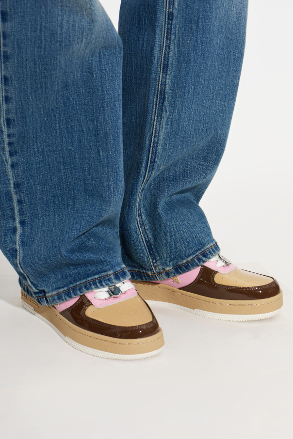 A BATHING APE® Leather sports shoes with logo