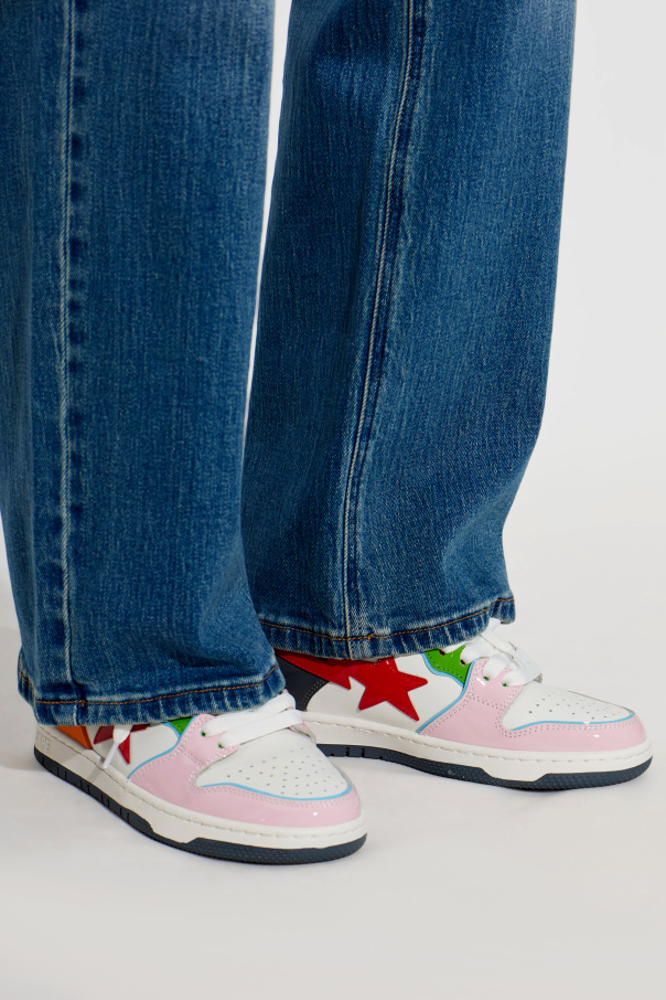 A BATHING APE® Leather sports shoes with logo
