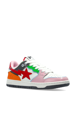 A BATHING APE® Leather sports shoes with logo