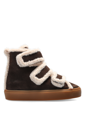 “Shearling Velcro Wedge” wedge shoes