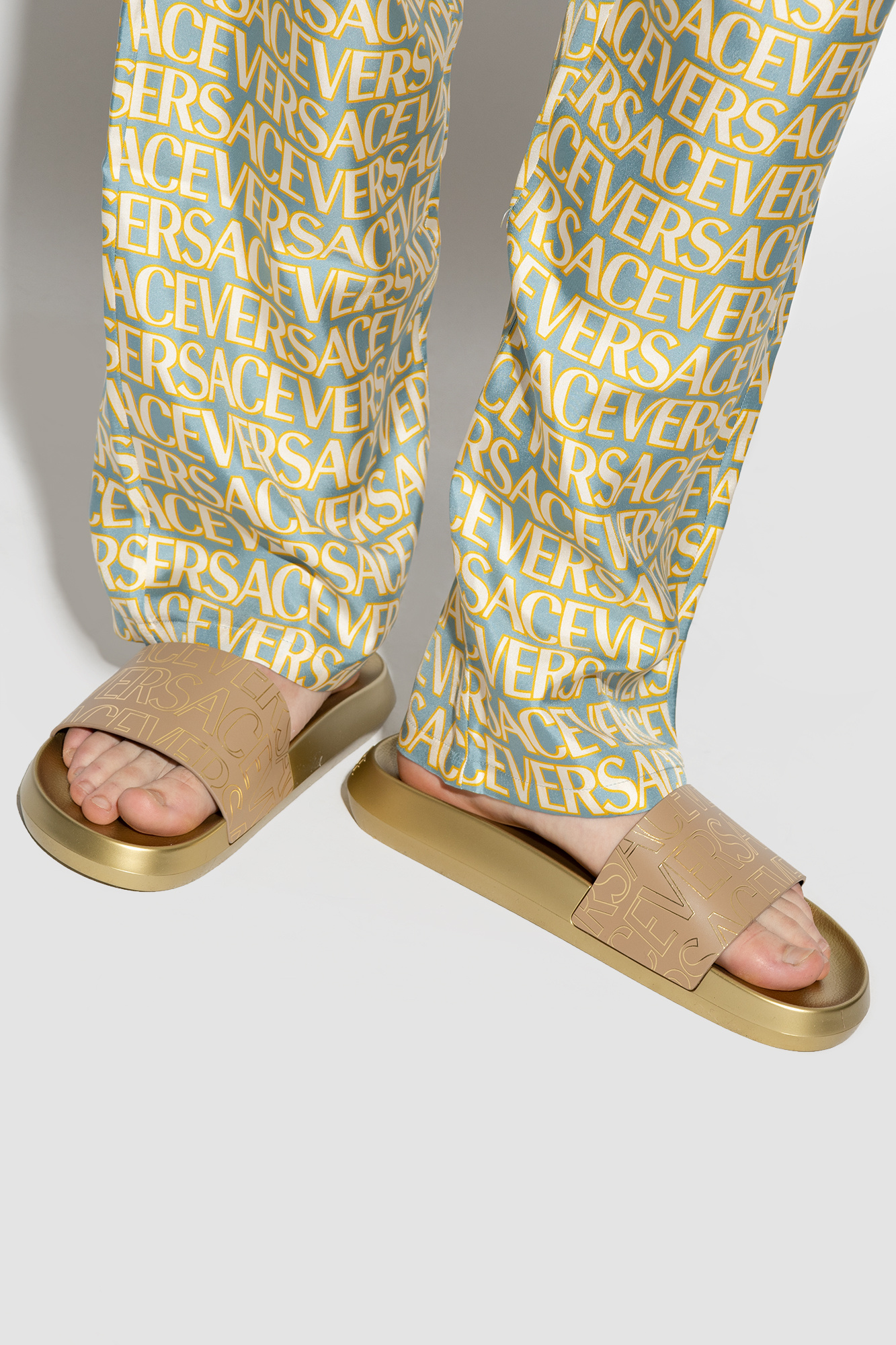 Versace Slides with ‘Versace Allover’ pattern