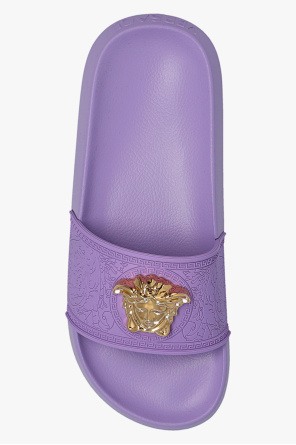 Versace almond-toe leather ballerina shoes