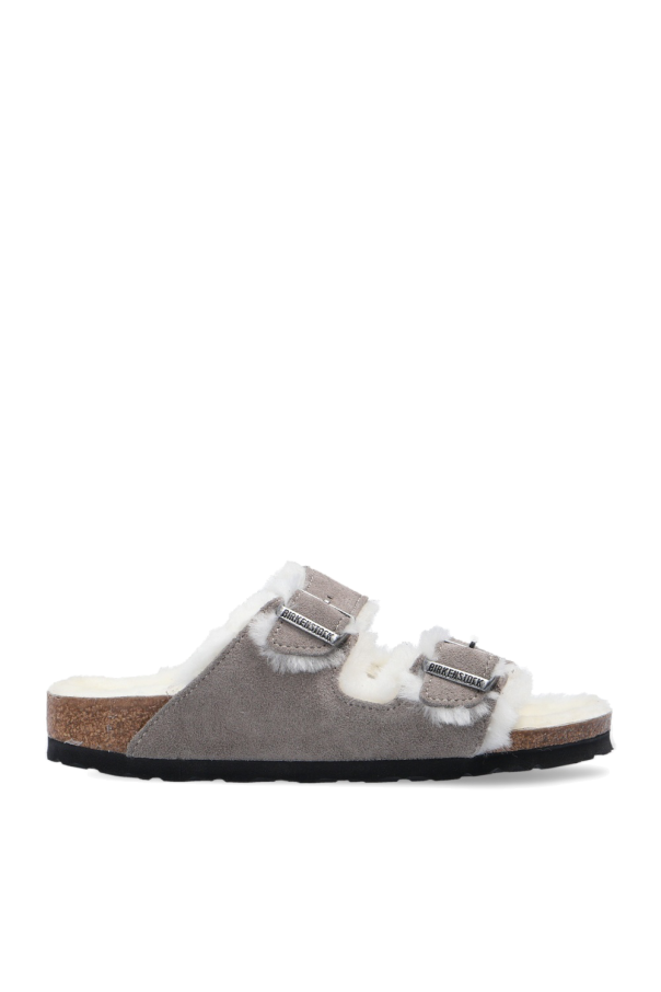 Birkenstock ‘Arizona Fur’ suede slides