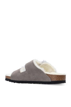 Birkenstock ‘Arizona Fur’ suede slides