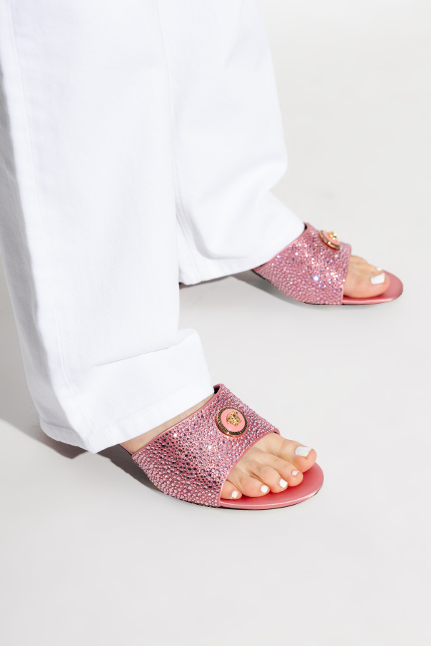 Versace Satynowe klapki na obcasie ‘Alia’