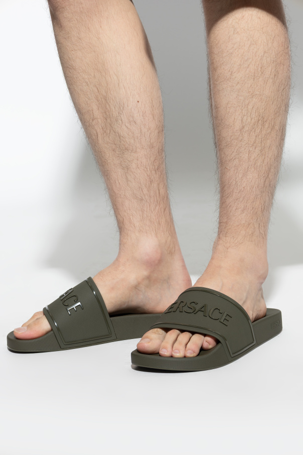 Versace Rubber flip-flops with a raised logo