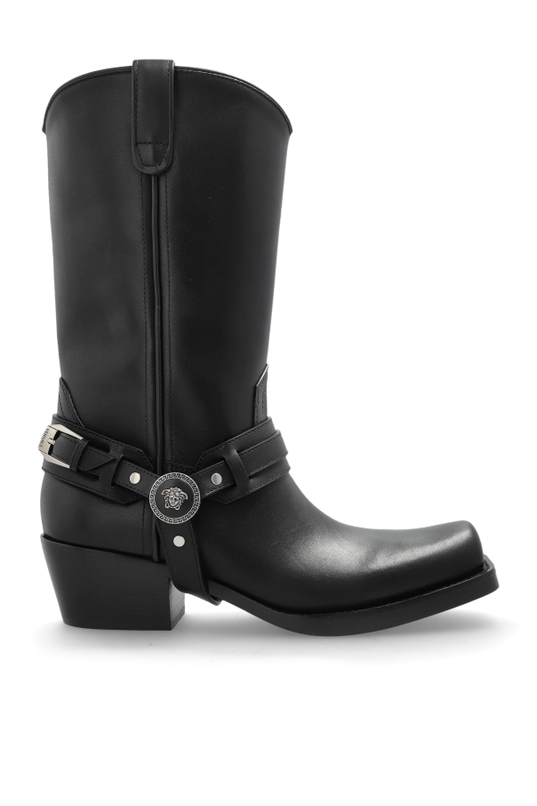 Leather heeled ankle boots od Versace