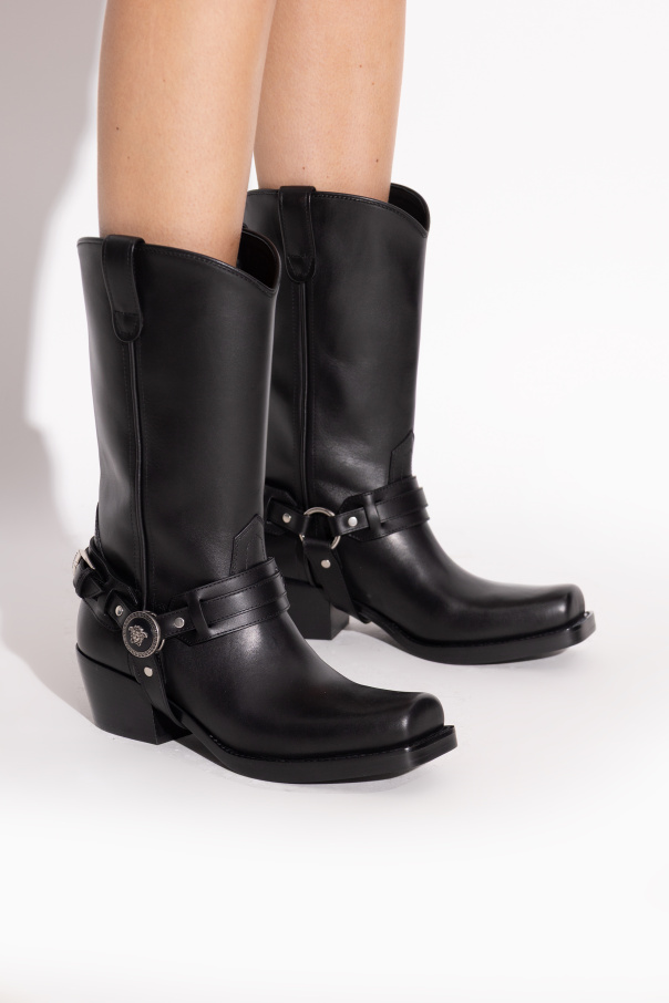 Versace Leather heeled ankle boots