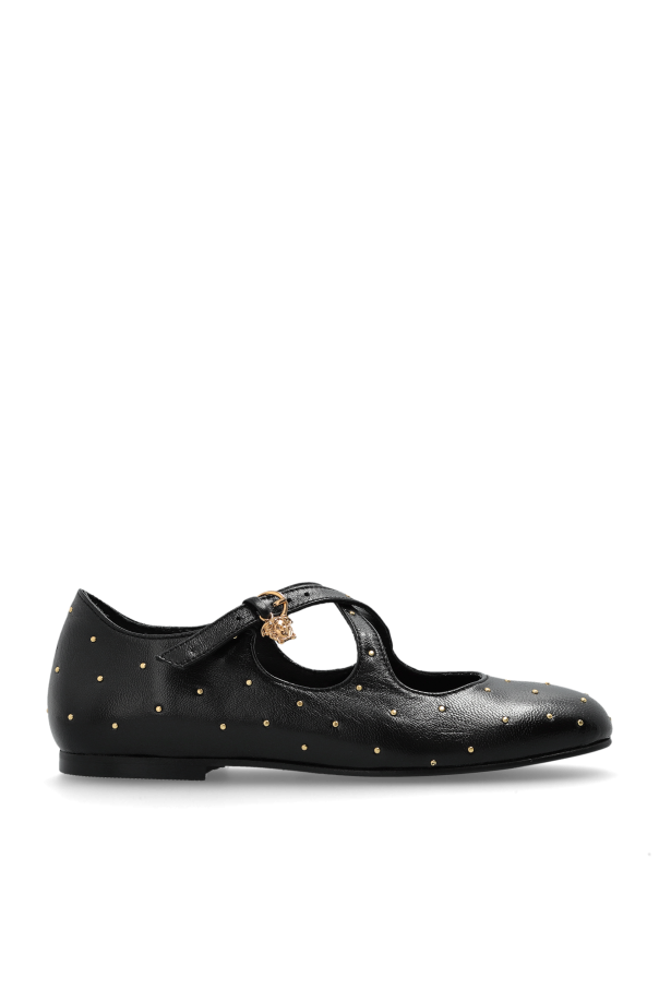 Versace Kids Leather ballet flats with appliqués