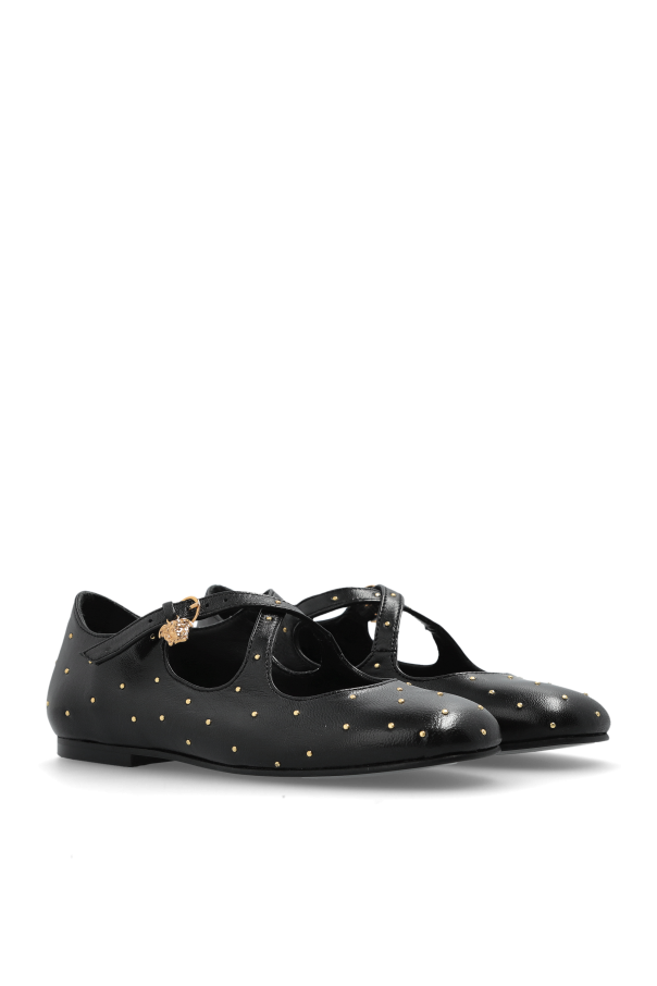 Versace Kids Leather ballet flats with appliqués
