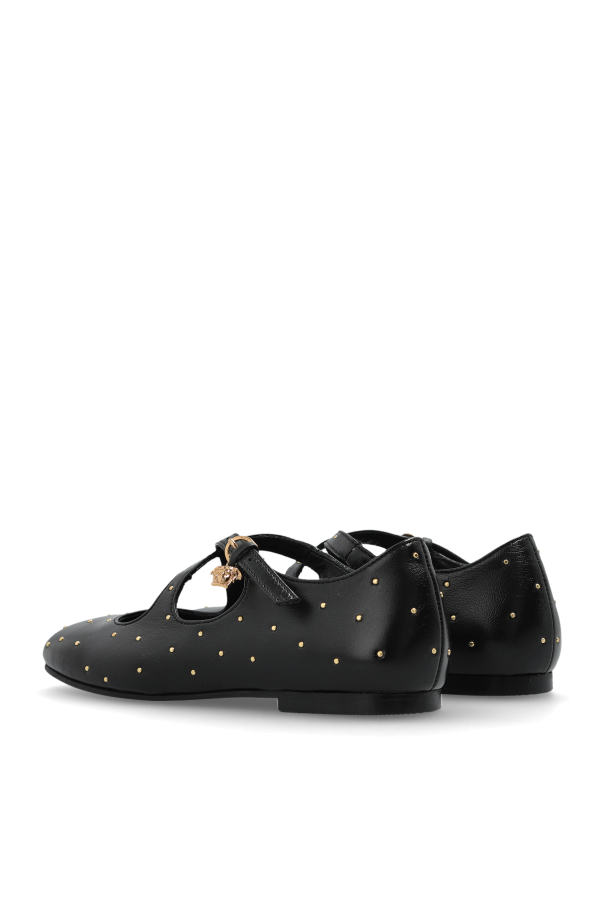 Versace Kids Leather ballet flats with appliqués