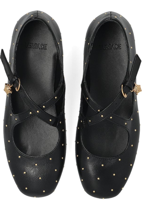 Versace Kids Leather ballet flats with appliqués