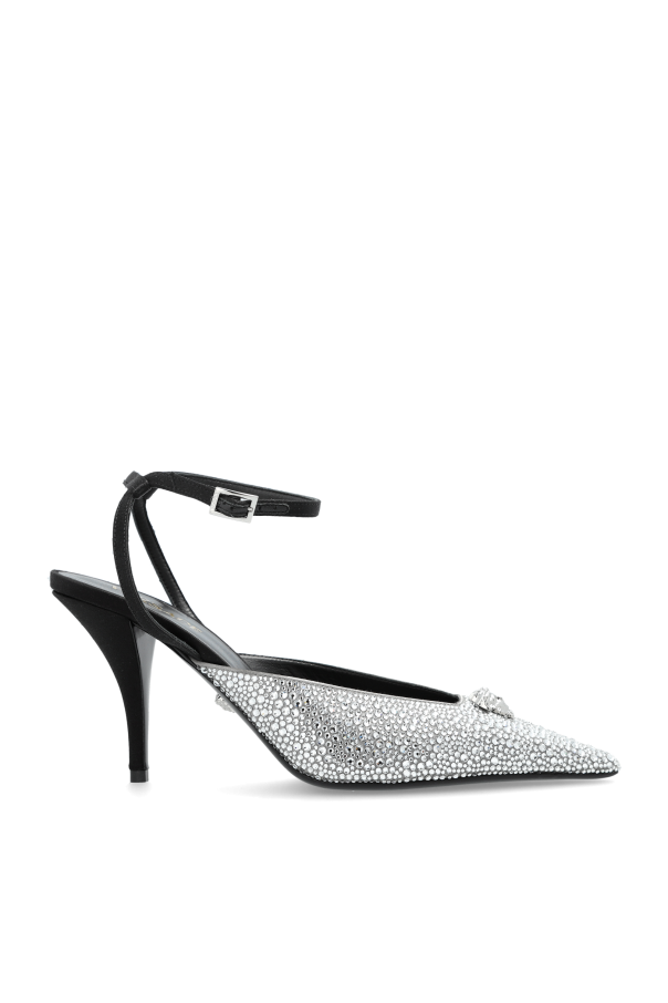 Heeled shoes with shimmering sequins od Versace