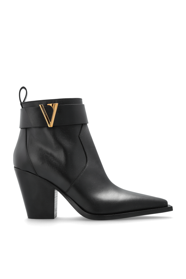 Leather heeled ankle boots od Versace