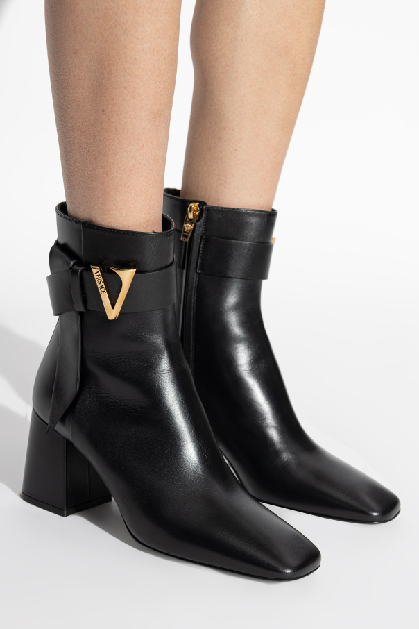 Versace Leather heeled ankle boots