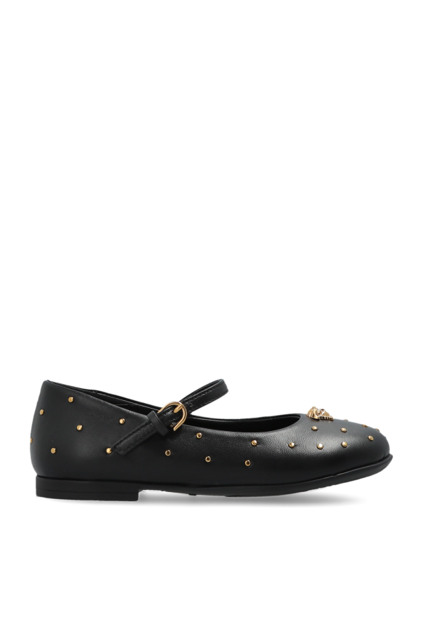 Leather ballet flats with appliqués od Versace Kids