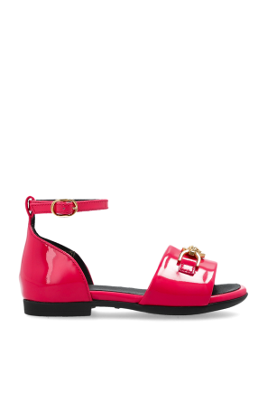Leather sandals with Medusa head