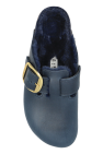 Birkenstock NAVY BLUE Slides Boston Big Buckle Shearling