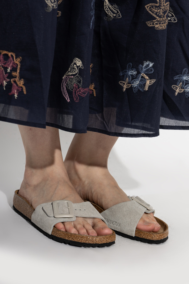 Birkenstock 'Madrid Cushion Buckle Suede' slides