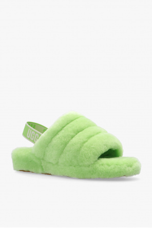 ugg Oliwkowe ‘Fluff Yeah Side’ fur sandals