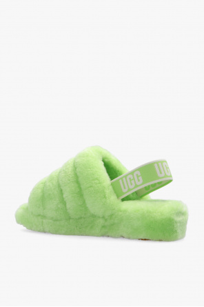 ugg Oliwkowe ‘Fluff Yeah Side’ fur sandals