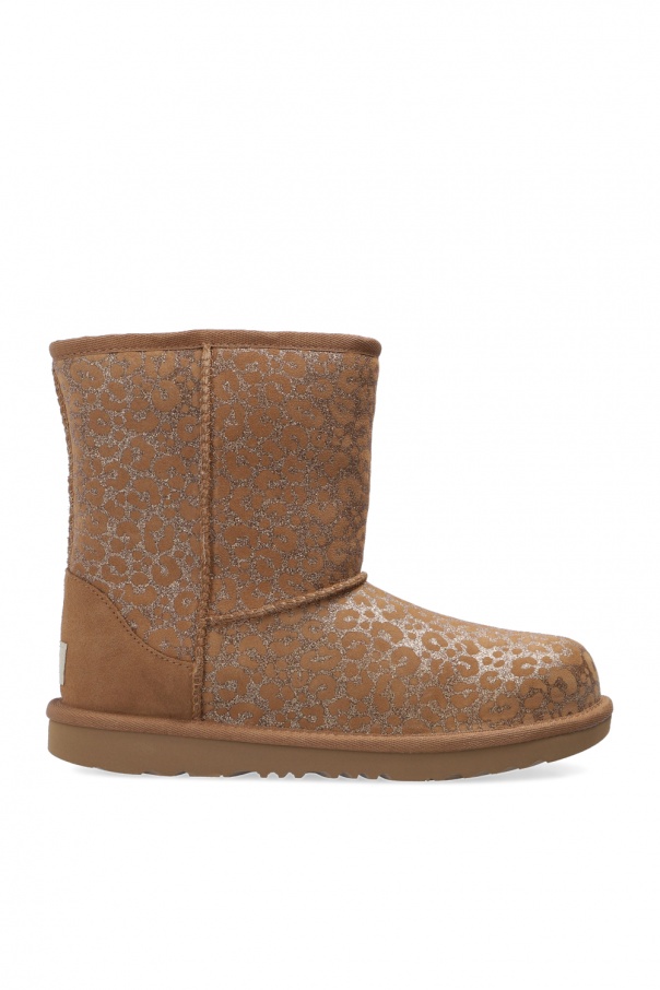 UGG Kids ‘T-Classic II Glitter Leopard’ snow boots