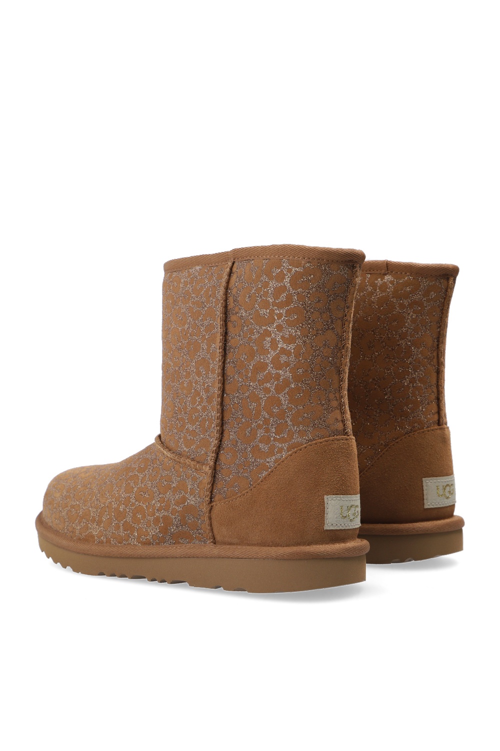 UGG Kids ‘T-Classic II Glitter Leopard’ snow boots