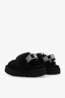 UGG Kids BLACK ‘Funkette’ suede slippers