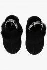 UGG Kids BLACK ‘Funkette’ suede slippers