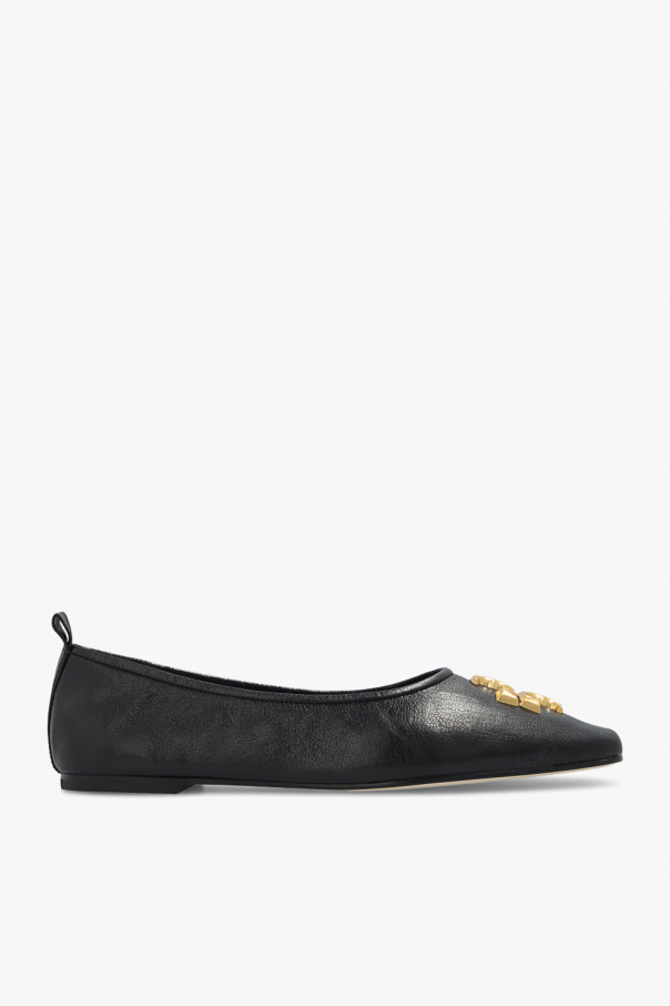 Eleanor Leather Ballet Flats in Black - Tory Burch