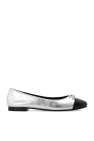 Tory Burch SILVER ‘Cap-Toe’ leather ballet flats