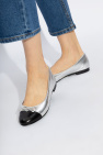 Tory Burch SILVER ‘Cap-Toe’ leather ballet flats