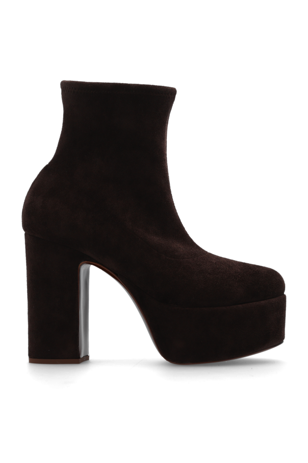 ‘Isa’ platform ankle boots in suede od Casadei