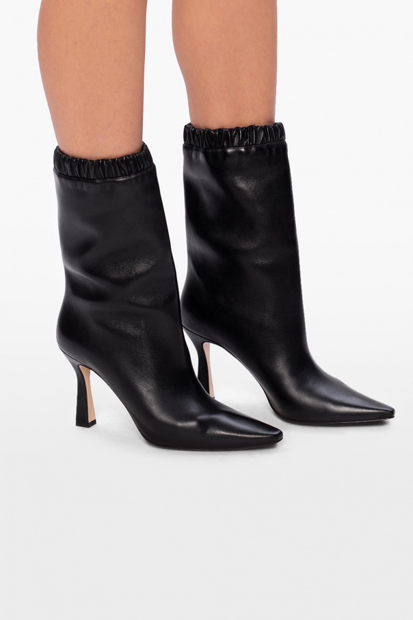 Zimmermann Black Leather Ruched Ankle Tie Heeled Boot - 38 – I