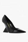 The Attico BLACK ‘Cheope’ patent leather wedge mules