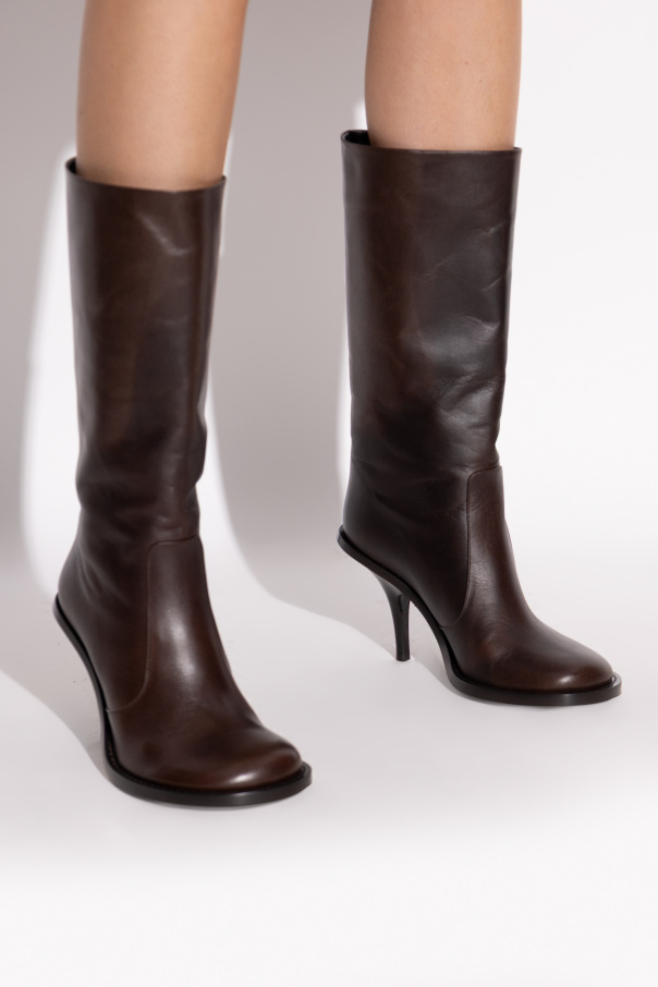 Dries Van Noten Skórzane kozaki na obcasie