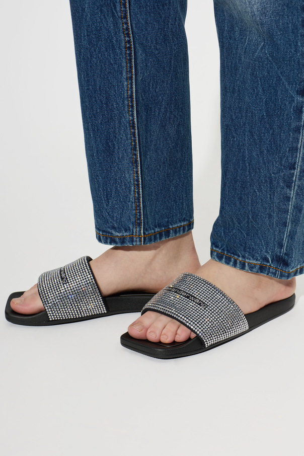 Alexander Wang Rubber slide sandals with shimmering sequins