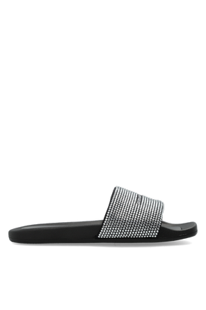 Rubber slide sandals with shimmering sequins