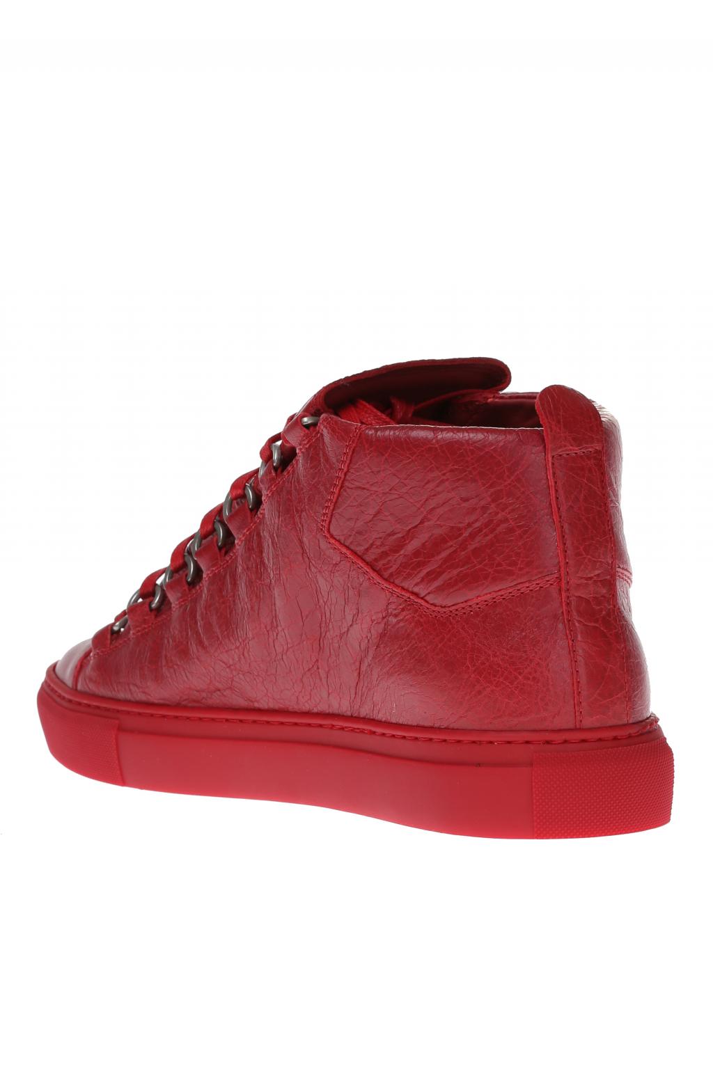 Mens Balenciaga Arena Red Leather High Top Lace Up Sneakers Shoes Sz 44  412381