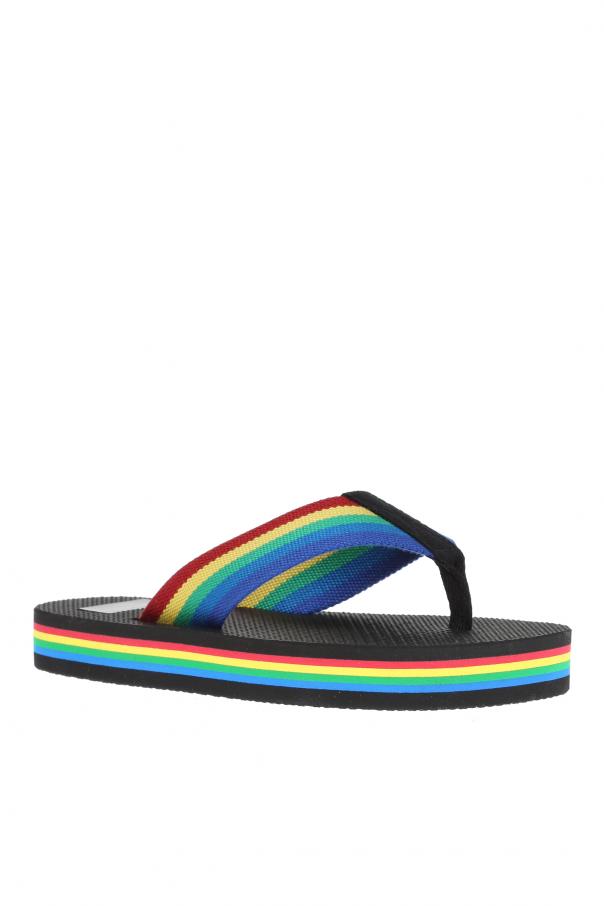 multi coloured flip flops