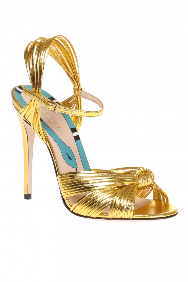 Gold Heeled sandals with knot Gucci - Vitkac KR