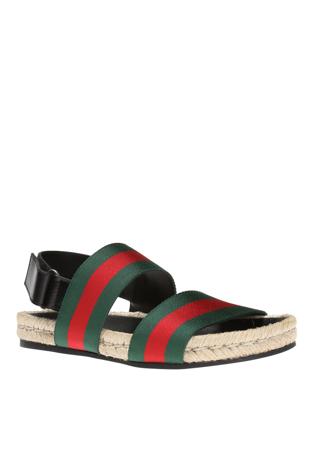 Gucci Web & Leather Thong Sandals Green/Red