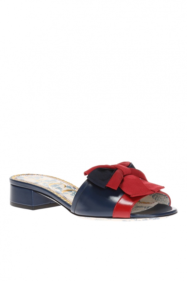 Navy blue Slides with grosgrain bow Gucci - Vitkac GB