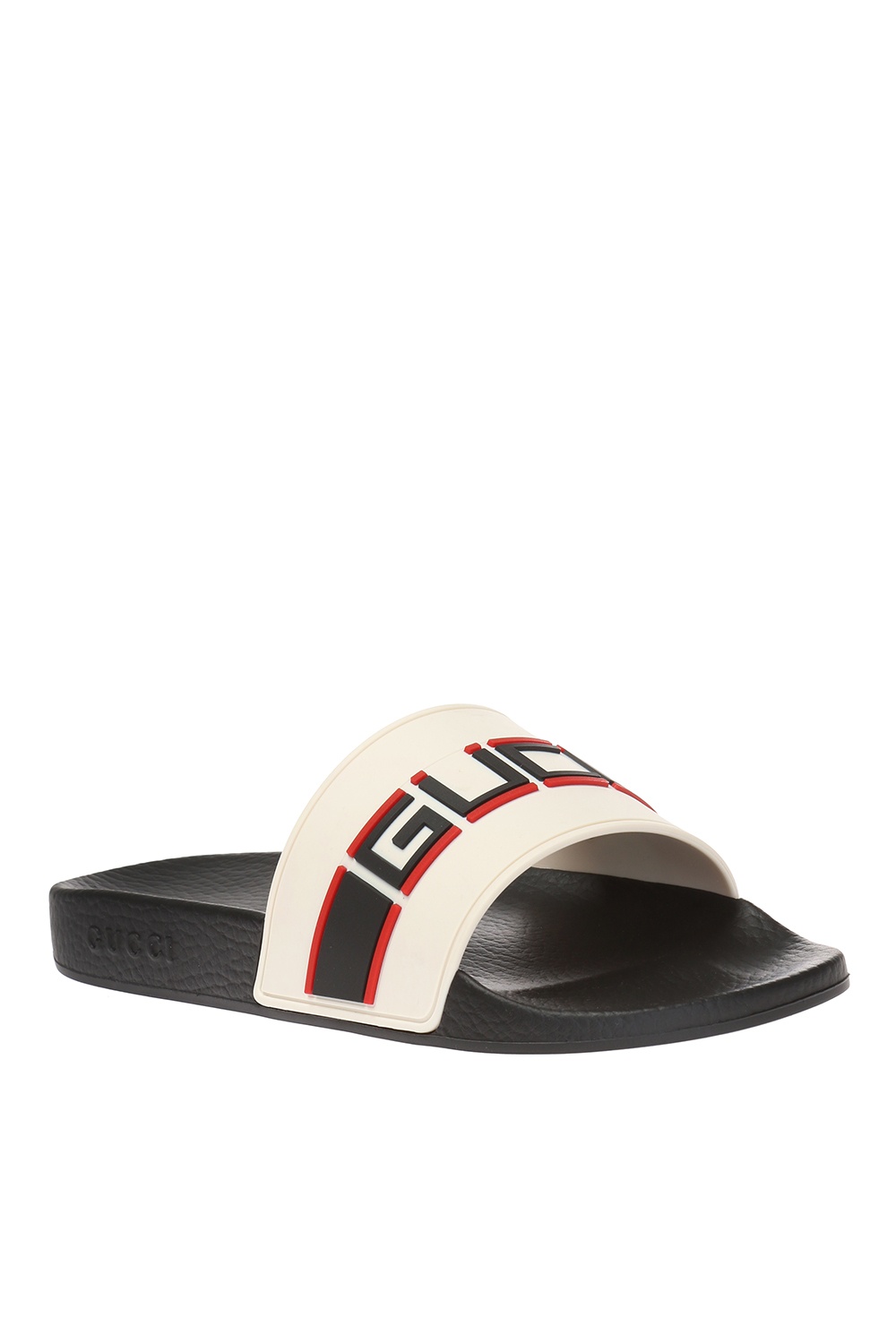 gucci logo embossed slides