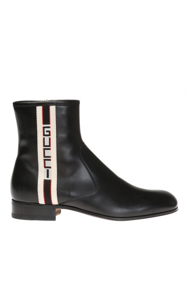 gucci embroidered ankle boots